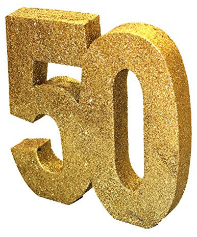 Number 50 Glitter Table Decoration Gold| Table Centrepiece | Table Decorations Centrepiece | 50th Birthday Decorations | Golden Wedding Anniversary Decorations| Pack of 1 | 20cm |H104