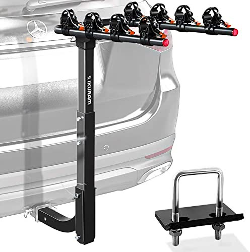 IKURAM R 4 Bike Rack Bicycle Carrier Racks Hitch Mount Double Foldable Rack for Cars, Trucks, SUV's and minivans with a 2 Hitch Receiver