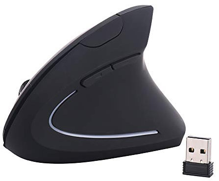 ELLENNE MOUSE VERTICALE WIRELESS WIFI DESIGN ERGONOMICO POLSO TUNNEL CARPALE 1600DPI (Nero)