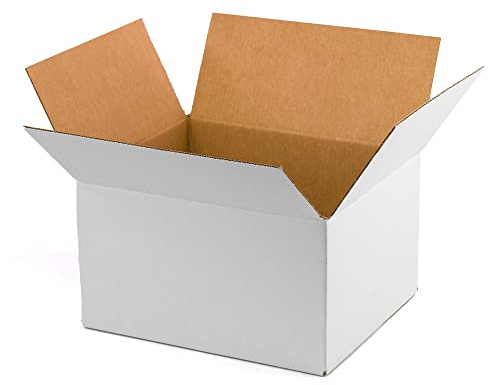 Pack 20 cajas cartón color blanco medidas interiores largoxanchoxalto en centímetros: 35x30x20 cm. Cajas cartón con solapas canal simple reforzado para envíos, paquetería, mudanzas, regalo…