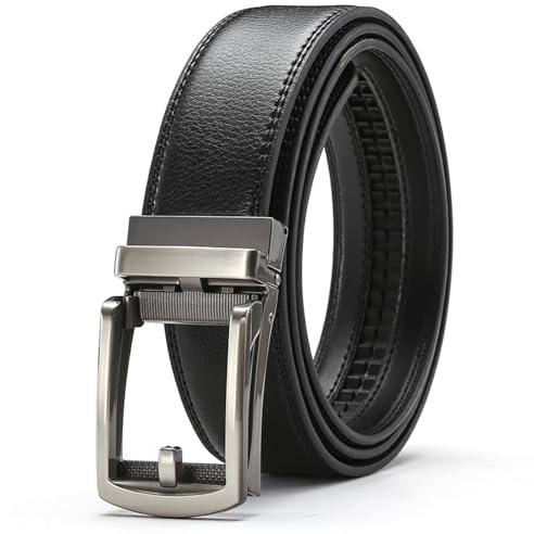 LEEXTON Cintura Uomo, Cintura in Pelle con Fibbia Automatica Senza Buchi, Cinta Elegante e Resistente, Regalo Uomo