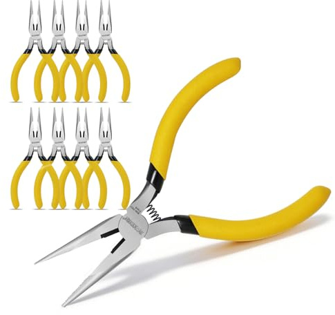BOOSDEN 5 Needle Nose Pliers-10 Pack, Jewelry Pliers Set with Side Cutter, Mini Fine Tip Precision Pliers for Jewelry Making, Electronics, Craft, Beading - Bulk Classroom Set for Teachers & Hobbyists