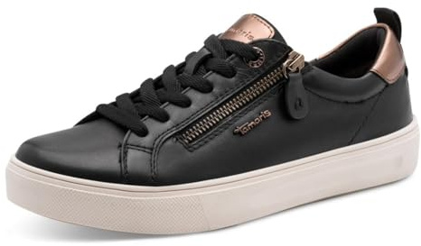 Tamaris Comfort Damen Sneaker flach mit Reißverschluss Freizeit, Mehrfarbig (White/Beige), 40 EU