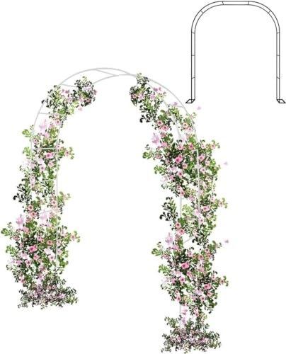 WCQSYY Arco Da Giardino in Metallo,Arco Per Rose Per Piante Rampicanti,Resistente Padiglione Da Giardino,Traliccio,Pergolati Alle Intemperie E Autoportante,Con Base,Facile Da Montare,Nero,W2.4M*H2.2M