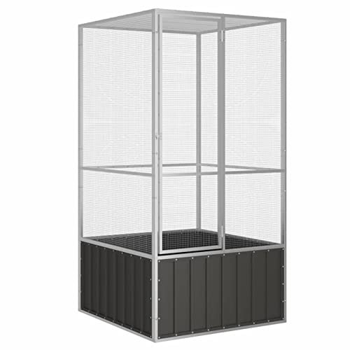 Outdoor Bird Aviary for Finch, Canary - Galvanised Steel Bird Cage Anthracite | Ideal for Providing Shelter and Protection