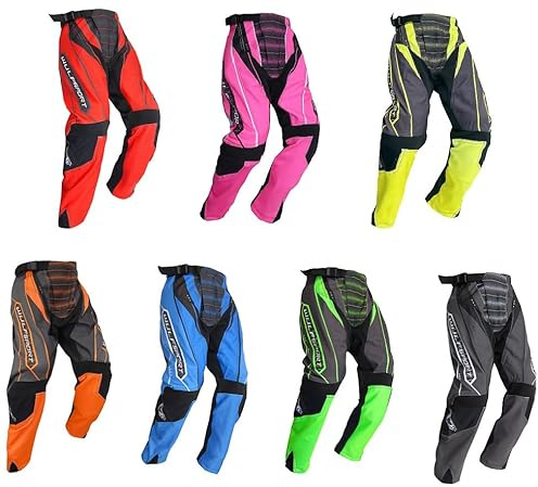 Wulf sport 2024 Junior Off Road Mx Clothing - Kids Motorbike Motocross Pants for Quad ATV, Enduro Kart Trials, MTB BMX Dirt Bike Cub - Wulf Racing Trouser (Black,24)