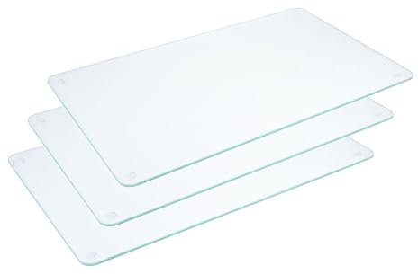 Contacto Glas-Schneidebrett 3er Set, Geruchsneutral, hygienisch und schlagfest, hitze- und kältebeständig, Transparentes Schneidbrett aus gehärtetem Glas mit rutschfesten Füßen, 50 x 30 cm