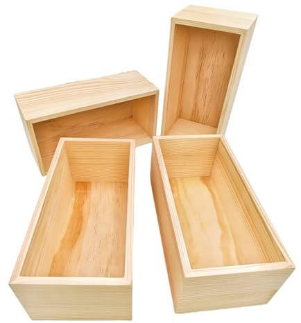 Anktily 4 scatole di legno non verniciate per lavori manuali, 20 x 10 x 8 cm, scatola di legno rettangolare, contenitori rustici in legno naturale per la casa, decorazione per eventi