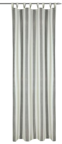 Sehlbach Tenda pronta per l'uso con occhielli, Righe verticali, Grigio, 135 x 245 cm, Tessuto coprente, Fissaggio facile, Certificato Oeko-Tex, Personalizzabili