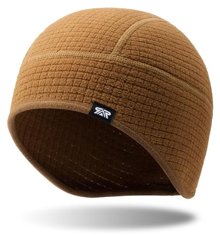 SUNMECI Winter Thermal Helmet Liner Skull Cap, Fleece Lined Warm Cycling Cap Ski Hat Beanie for Men Women Brown