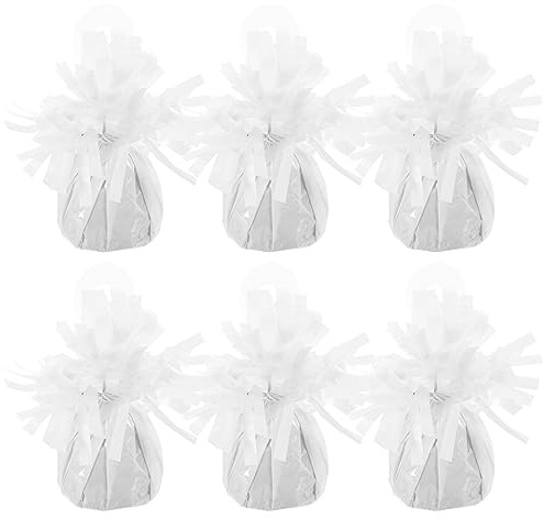 UKCOCO Juego de 6 colgantes de peso para globos de helio, peso de 1,04 kg, para decoración de fiestas, bodas, cumpleaños, color blanco