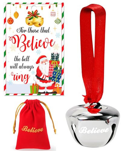 HOWAF Christmas Believe Bell Polar Express Jingle Bell Santa Christmas Bells Decorations Tags Polar Express Gifts Hanging Ornament for Xmas Tree Decorations Xmas Gifts