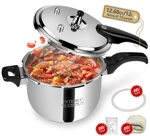 Premium Stainless Steel Pressure cooker 12 quart | 8 Safety Features & Quick cooking | stovetop pressure cookers;instant pot pressure cooker;olla de presion pressure cooker 12+ quart large