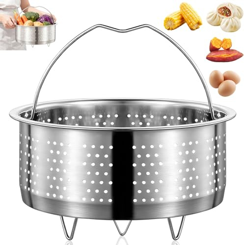 Cestello Cottura a Vapore Acciaio Inox 304 con Manico e Base, Pentola Vaporiera Inserto Perforato Multifunzione, Steamer Pressione per Cottura Vapore Maggior Parte Delle Cuociriso Verdure Vapore Uova