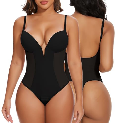 SHAPERIN Body Sculptant Femme Dos Nu Gaine Ventre Plat Amincissante Shapewear Body Push Up Gainant Invisible avec Soutien Gorge