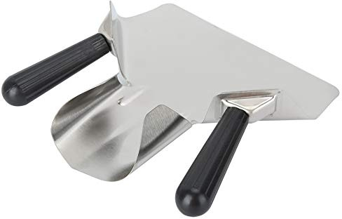 OEBUAFI Cuchara de Palomitas de Maíz con Chip Frontal Grande de Acero Inoxidable, Embalaje Fácil para Uso en Restaurantes, Herramienta de Cocina de un de Acero Inoxidable 304 Plateado (manija doble)
