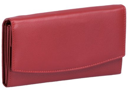 Basic Damenlangbörse Echt-Leder, cherry, 17x10x2,5cm