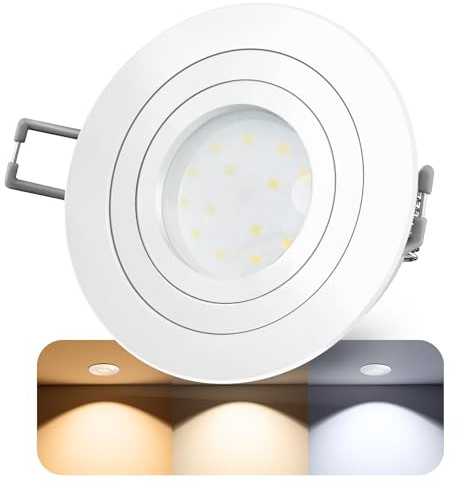 SSC-LUXon RF-2 LED Einbaustrahler Ultra flach 30mm rund weiß & schwenkbar mit 4W LED Modul drei einstellbaren Lichtfarben 3CCT
