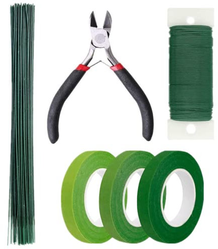 WUWYOUWL Blumenarrangement-Set, Blumenarrangement-Werkzeuge, einschließlich Blumenbänder und -wickel, Blumendraht-Schneider, Blumenband, Blumenstieldrähte, für DIY-Blumenstrauß, Stiel