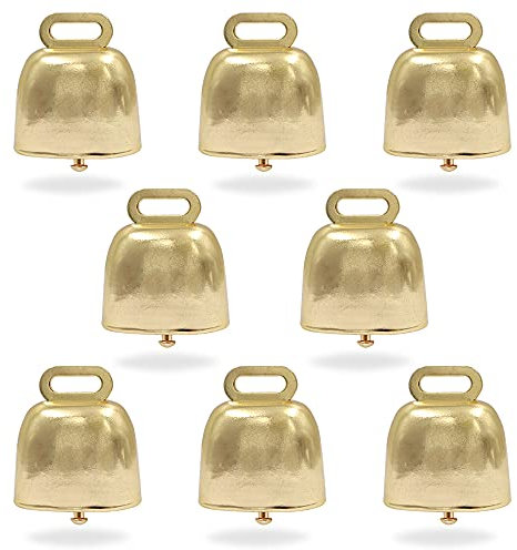 8 Stück glänzende goldene kleine Kuhglocken, laute Kupferglocken, Geräuschmacher, dekorative Metallglocken für Haustiere, Hunde, Katzen, Anhänger, Weihnachtsbaum, Basteln, Kupfer, Metall, Messing