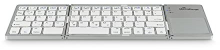 MediaRange kompakte Funk-Tastatur mit 63 Tasten und Touchpad, QWERTZ (DE/AT/CH) Tastaturbelegung, silber