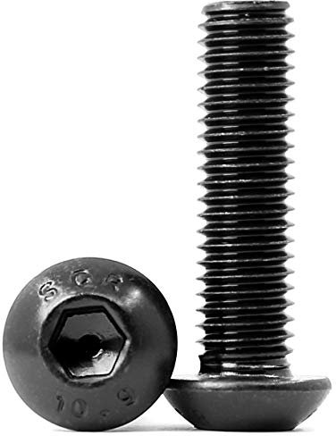 (40 pezzi) - Viti a testa bombata M5 x 50 mm, con esagono incassato 10,9 gradi, in acciaio al carbonio, filettatura completa nera