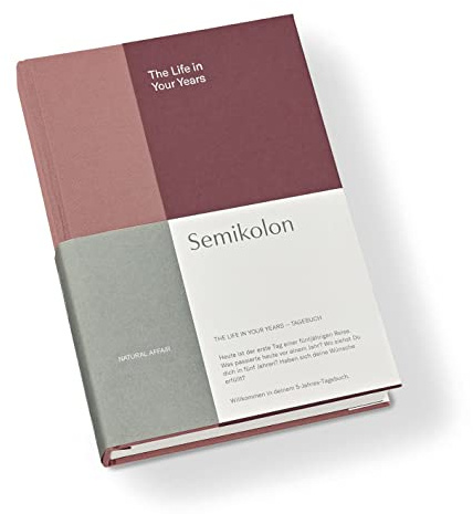 Semikolon 368689 The Life in Your Years, 5-Jahres Tagebuch A5 Format, Diary mit Buchleineneinband, Deutsch - Blossom