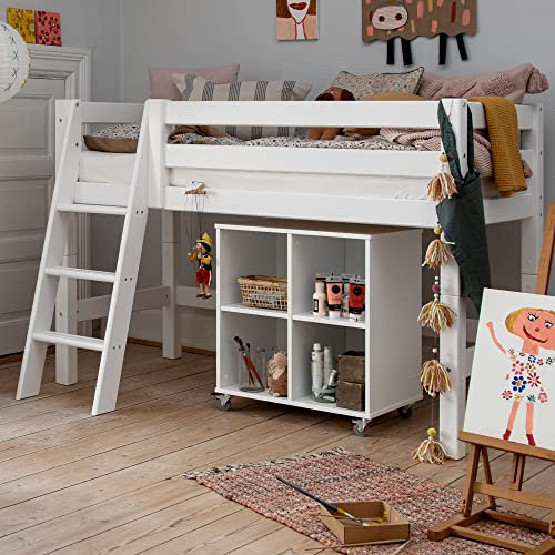 Hoppekids ECO Luxury Halbhochbett 70x160cm mit schräge Leiter, Weiß