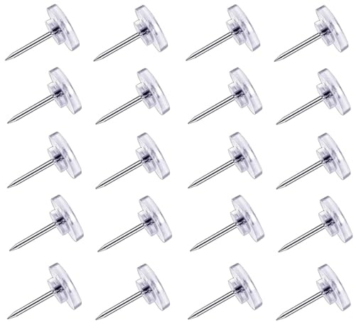 DEEINN punaises Transparentes, 120 Pièces Punaise Transparente, 16 mm Punaise Plate Murale Punaises Tableau Liège Épingles et Punaises avec Boîte de Rangement pour