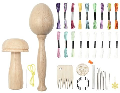 Kochenty 2-teiliges Set zum Zurückziehen, Stopfeier, zum Stopfen, aus Holz in Form von Nähnadeln