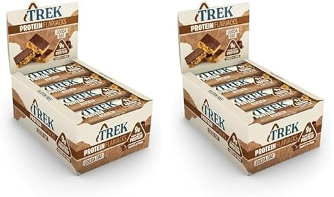 JC's Trek High Protein Flapjack Cocoa Oat - Gluten Free - Plant Based - Vegan Snack - 50g x 16 bars (Pack of 2)
