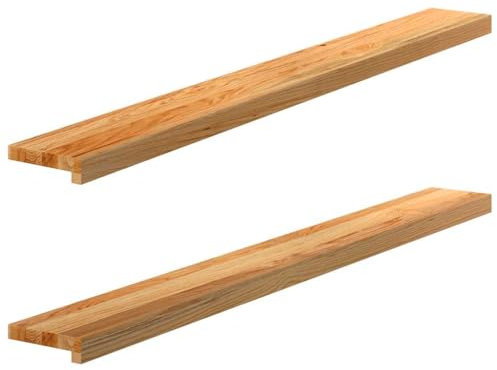 vidaXL Fensterbänke 2 Stk. Hellbraun 140x15x2 cm Massivholz Eiche, Fensterbrett, Holz Treppenstufe, Holz Fensterbrett, Fensterbank Eichenholz