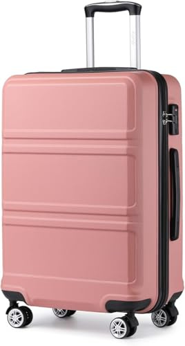Kono Lightweight 4 Wheel ABS Hard Shell Medium Suitcase Sturdy 24 Trolley Travel Hand Carry-On Luggage with TSA Lock,(Nude, Medium 24)