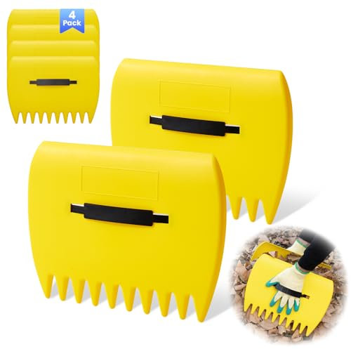 2 Paires de Ramasse Feuilles - Design Ergonomique et Léger pour Ramasser Les Feuilles sans Effort, Rateau a Feuille Robuste en avec Poignée - pour Nettoyer la Pelouse, la Cour et Les Débris de Jardin