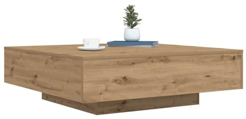 vidaXL Mesa de Café Roble Artesanal 100 x 100 x 31 cm, Mesa de Café Moderna, Mueble Elegante, Estilo Multifuncional, con Luces LED