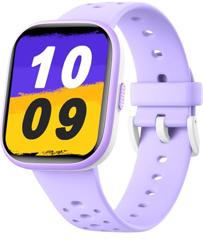 Heroange Orologio intelligente per ragazzi,Orologio tracker di fitness per bambini impermeabili con 1,83 ,Monitor della frequenza cardiaca,Giochi di puzzle con app,Regali per adolescenti 6+,Viola