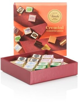 Venchi - Cofanetto Regalo Cremini, con Selezione di Cioccolatini Cremino, con Nocciola Piemonte IGP, 135 Gr, Senza glutine, Senza Coloranti, Senza Conservanti, Idea Regalo