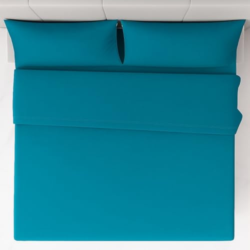 Corredocasa Completo Letto Set Lenzuola in Puro Cotone 100% Tinta Unita Made in Italy Lenzuola sopra, Lenzuolo sotto e 2 Federe - Biancheria da Letto, (Ottanio, Matrimoniale)