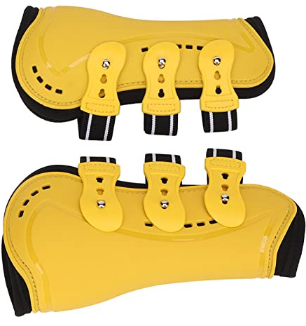 Horse Front Tendon Boots, Yellow Front Legs Protection Effect Resistant to the Open Horse Tendon Boots for Jump (M)