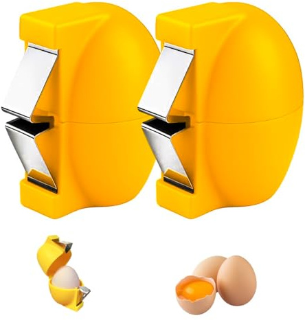 2 Pezzi Separatore per Uova Crude | Apriscatole per Uova | Pelapatate per Uova Crude | Apri Guscio Uovo Multifunzionale | Rompi Guscio Uova per Rompere e Separare | Lavabile, Acciaio Inox