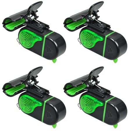 KALLAK Fishing Bite Alarm with LED Light – Sensitive Electronic Fishing Bells for Rods, Flashing LED Indicators & Loud 80db Sound, Clip-On Bite Detection Alarm for Day & Night Fishing (Green)