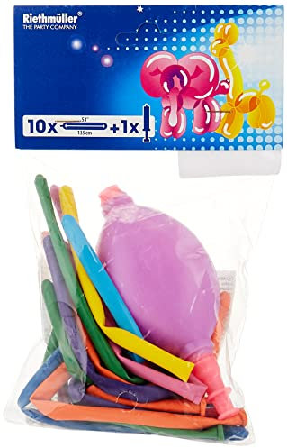 Amscan 6408 - Latex Modellierballons mit Pumpe, 10 Stück, ca. 135 cm lang, Geburtstag, Dekoration