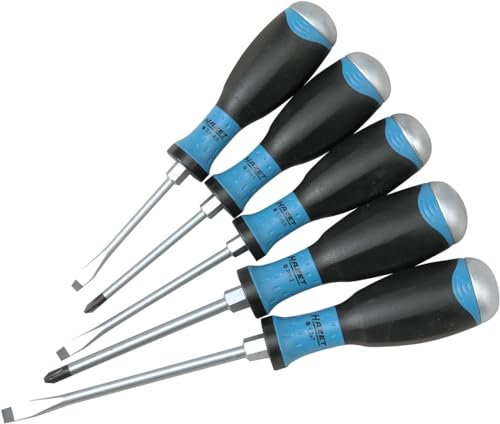 HAZET Schraubendreher-Satz 810U-1/5 I 5-teilig, 3 x Schlitz-Schraubendreher, 2 x Kreuzschlitz-Schraubendreher I mit ergonomischem 3-Komponenten-Griff für höchste Kraftübertragung