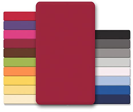 CelinaTex Jersey Topper Spannbettlaken Lucina Doppelpack 90x200-100x200cm Bordeaux rot 100% Baumwolle gekämmt bis 12cm Matratzenhöhe Spannbettbezug, Leintuch, Bettlaken, elastisch, Strech, Oeko-Tex