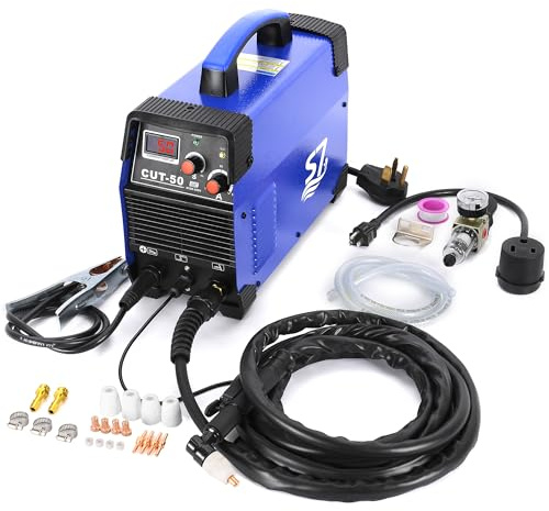 50A Plasma Cutter with LED Display, Dual Voltage 110V/220V, Clean Metal Cutting up to 1/2″ Steel, Easy Setup PT31 Torch, Lightweight for DIY & Home Workshops