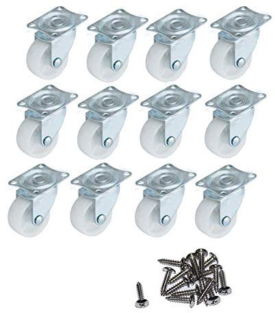 QOPAHI 25mm Castor Wheels, Swivel Caster and Wheels with Rubber Base Ball Bearing Single Trolley Wheel for Furniture, 1 Heavy Duty Rollers to Move Heavy Objects(Pack of 12)