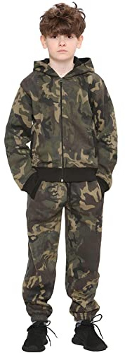 A2Z 4 Kids Youth Two Piece Athleisure Clothing - T.S Plain Camo Green 13