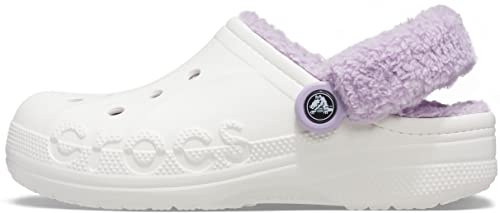 Crocs Unisex Baya Sabots Doublés À Lanières, Pantoufles Pelucheuses Clog, Lavender White, 5 UK