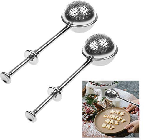 Kare & Kind 2x Spolverini in Acciaio Inossidabile - Zucchero, Farina, Spezie, Cacao in Polvere – Setacci per Dolci da Forno - Manico a Molla Uso con Una Mano - Strumento da Cucina per Pasticceri