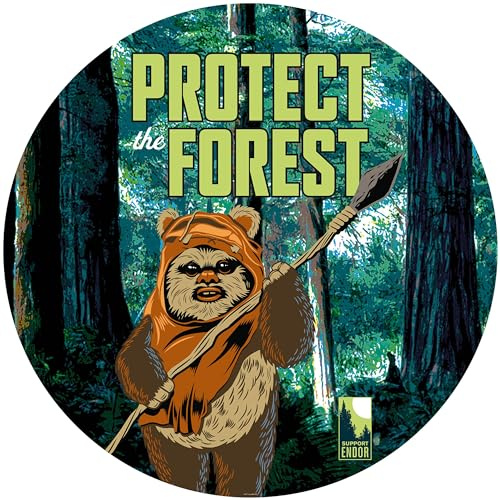 Komar Star Wars DOT Round and Self-Adhesive Fleece Photo Wallpaper - Star Wars Protect The Forest - Diameter 125 cm - Ewok, Wallpaper, Children's Room, Wall Tattoo - DD1-015